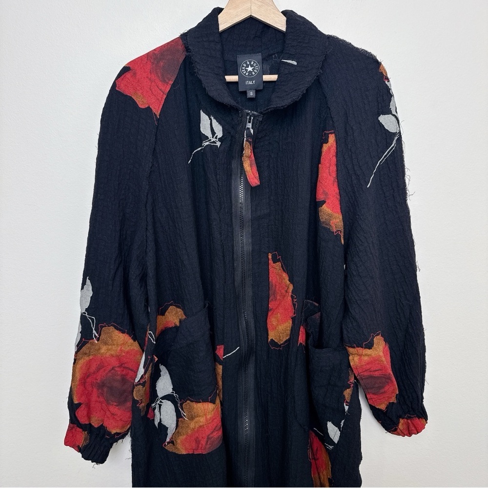 BREAD & BUTTER Womens Small Gauze Floral Oversized Lagenlook Artsy Jacket - Picture 5 of 14